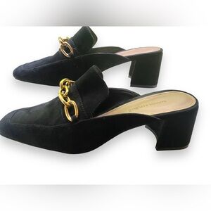 Black Banana Republic Size 8.5 Suede Loafers Mules upper leather slip on